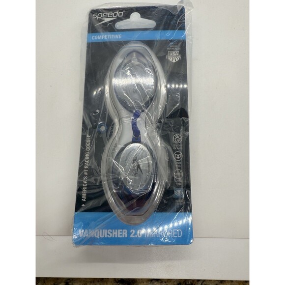 SPEEDO Competitive Vanquished 2.0 Mirrored Silver Swimming Goggles New - Picture 5 of 13